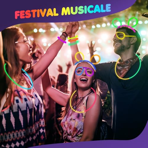 Ziitty Glow Glow Bracelets Fluorescent 7 Colours Neon Party Kit Children Adults Starlight 100 Glow Sticks and Connectors for Bracelets Glasses Gadgets for Comleanno Parties Carnival New Year 2026