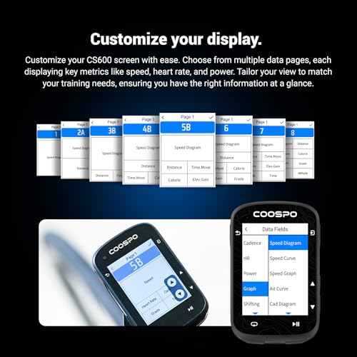 COOSPO CS600 Color Touchscreen GPS Bike Computer, Wireless IPX7 Waterproof Cycling GPS Speedometer with Bluetooth/ANT+,AUTO-Backlight & Route Navigation, Support Bike Radar & 36H Battery Life