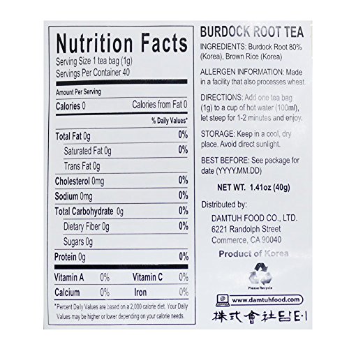 DAMTUH Korean Traditional 100% Pure Natural Healing Premiu Burdock Root Tea, 40 Bags (Burdock Tea)