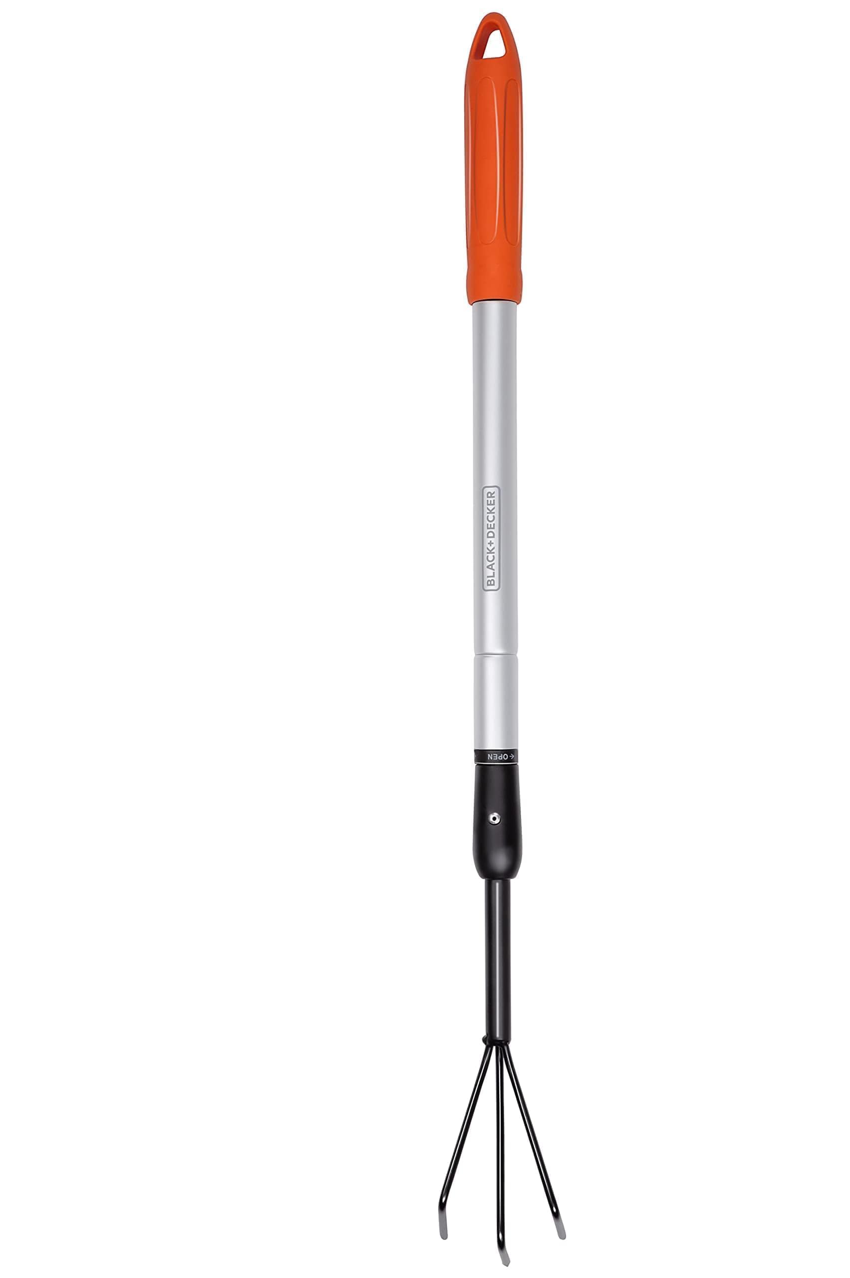 BLACK+DECKER Cultivator - Telescopic Handle 77-112 cm - 3 Prongs - Aluminium/Carbon Steel