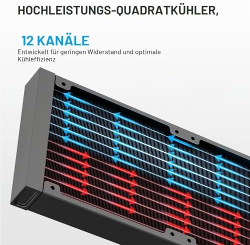 Q70 360 mm leise AIO-CPU-Wasserkühler, 2,8"-IPS, Intel/AMD, Schwarz