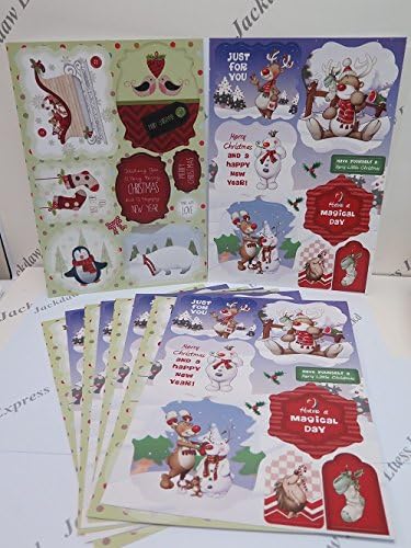 10 x A4 Debbi Moore Christmas Reindeer Die Cut & Sentiments Card Toppers AM744