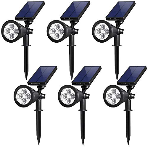 InnoGear Upgraded Solar Lights 2-in-1 Waterproof Outdoor Landscape Lighting Spotlight Wall Light Auto On/Off for Yard Garden Driveway Pathway Pool, Pack of 6 (White Light)