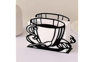 1pc Heavy-Duty Cast Iron Napkin & Paper Organizer Holder, Elegant Napkin Dispenser, Coffee Cup Design Table Decor, Kitchen Co