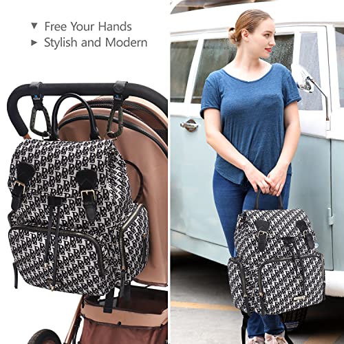 Hafmall Diaper Bag Backpack, Jacquard Diaper Backpack with Stroller