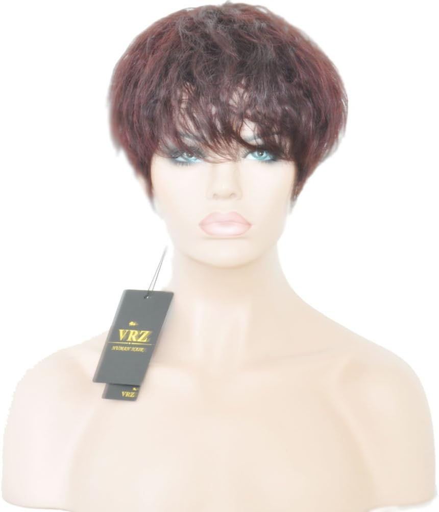 VRZ Short Human Hair Wigs Full Density Medium Average Cap Size Color 2/99 (YM8672)