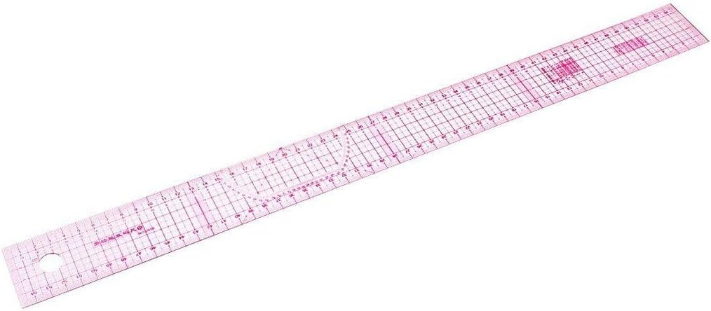 Ruler – Sewing Cutter 54 cm Straight Ruler Metric Double Sided Transparent Pink
