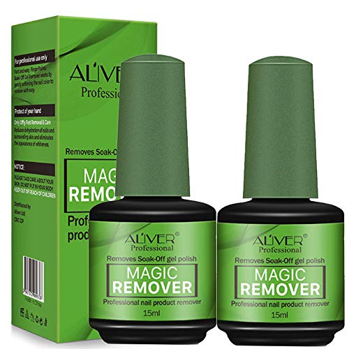 2Pack Magic Nail Polish Remover, Professional Removes Soak-Off Gel Nail Polish Remover 15ml