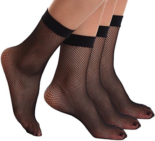 Begirlly Womens Mini Diamond Net Ankle Fishnet Socks 3 Pack