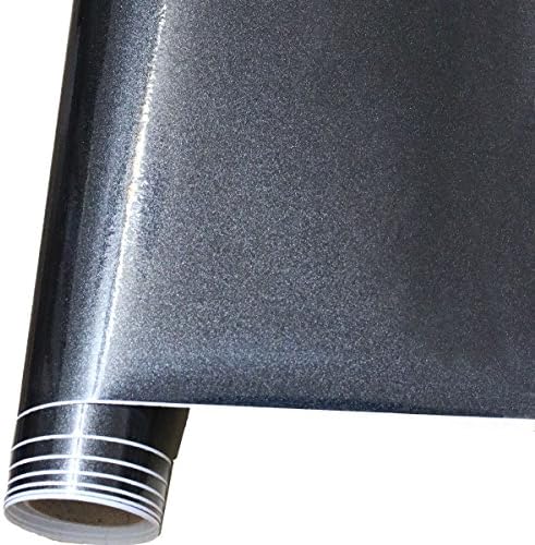 EZPaper 24 inches wide Glossy metallic black contact paper for furniture self adhesive shelf paper wallpaper for dresser cabinet and car interior decor (2 feet x 16 feet)