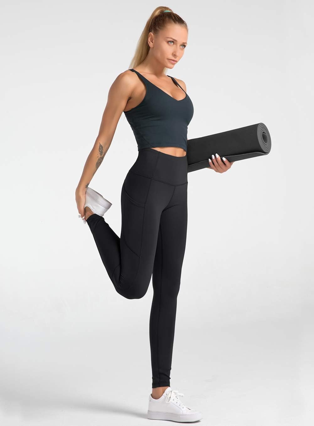 Dragon Fit High Waist Yoga Leggings with 3 Pockets,Tummy Control Workout Running 4 Way Stretch Yoga Pants: Clothing