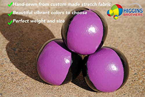 Higgins Brothers Juggling Balls Professional Style Set of 3 - How to Juggle Kit with Bean Bags for Juggling for Beginners and Kids with Vibrant Colors, Great Feel, Ultra Durable (White)