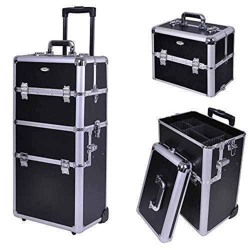 Aw 2in 1 38" rolling cosmetic makeup train cases trolley pro…