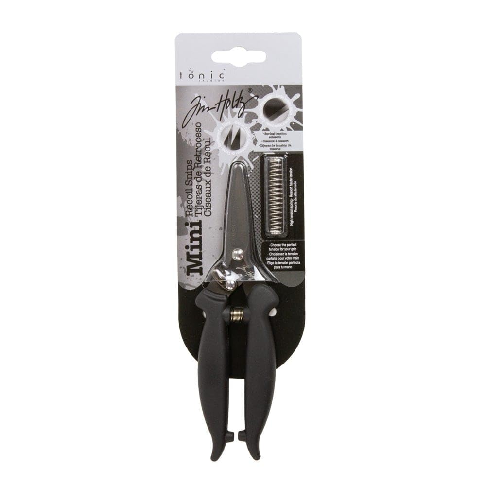 Tonic Studios Tim Holtz Recoil Scissors - Titanium Coated, Double-Bevelled Blades, Black (6.7 Inch)