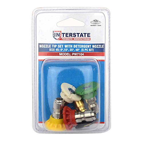 Interstate Pneumatics PW7104 Pressure Washer 1/4" Quick Connect High Pressure Spray Nozzles Tip Set (5-piece)