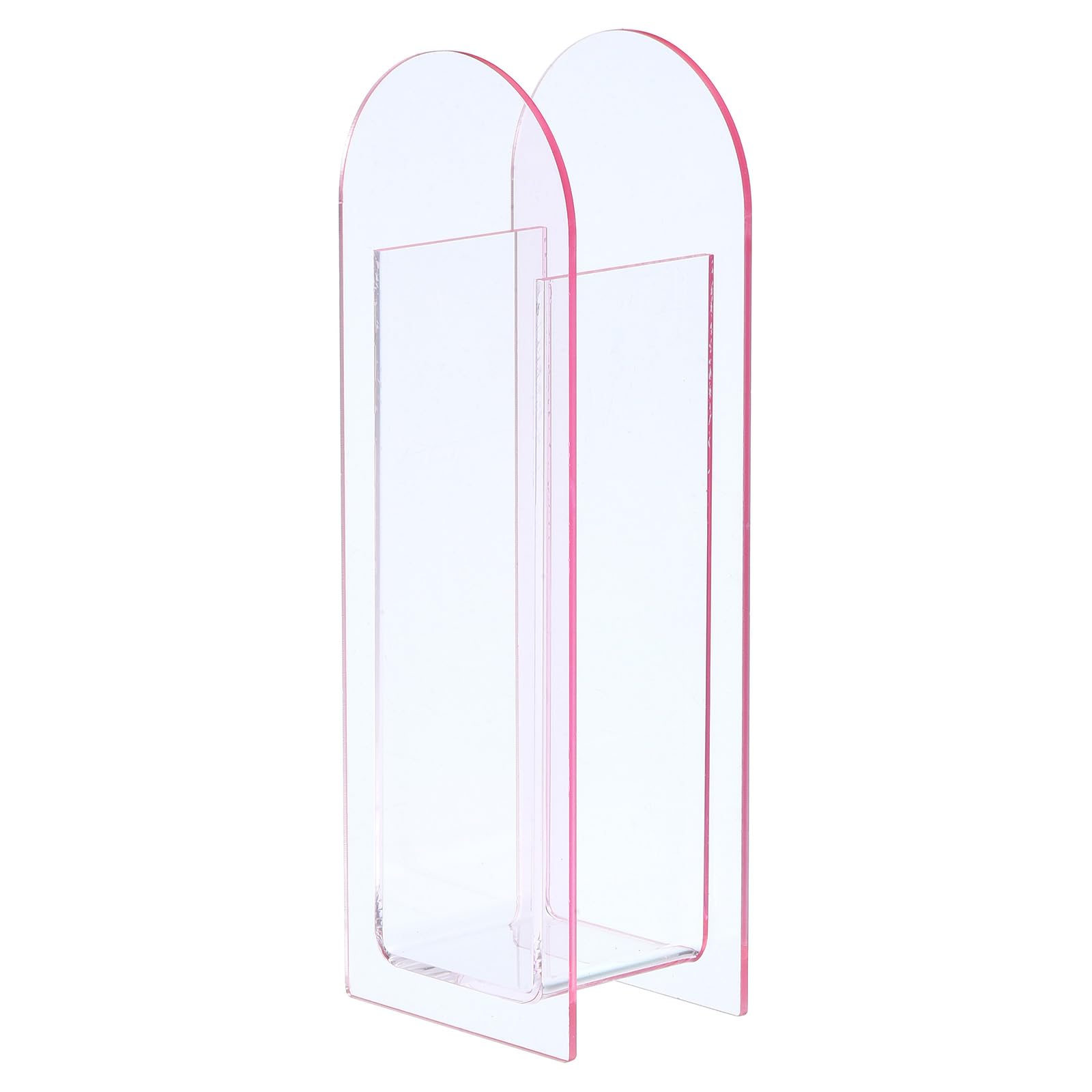 PATIKIL Acrylic Vase, Arch Acrylic Floral Vase Clear Geometric Plastic Decorative Vase for Wedding Table Centerpiece Home Decor, Pink