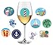 Set of 10 Beach-Themed Wine Charms | Static Cling, Reusable Stickers | Fun Beach Wine Glass Stickers and Summer Party Favors and Decorations | Great Alternative to Wine Glass Charms