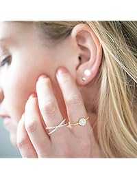 PAVOI anillo de 14 quilates enchapado en oro X símil diamante cruzado CZ para mujeres