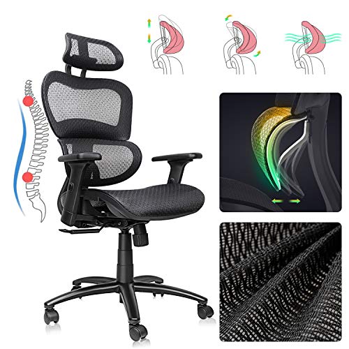 Komene Ergonomic Office Chair With Lumbar SupportHighBack Executive Chair With Breathable Mesh