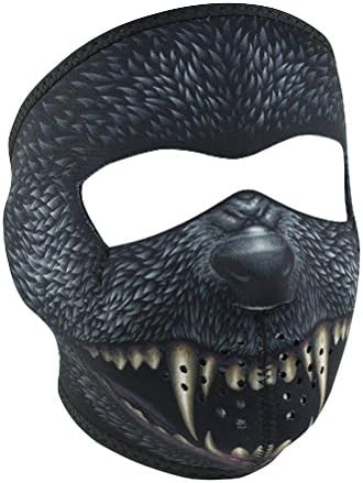 Black Silver Bullet Werewolf Neoprene Full Face Mask Biker Costume Party Reverse