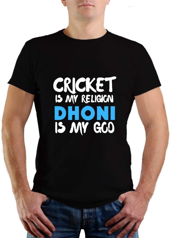 JIKRAA CRIC 41- Cricket is My Religion Dhoni T-Shirt Black