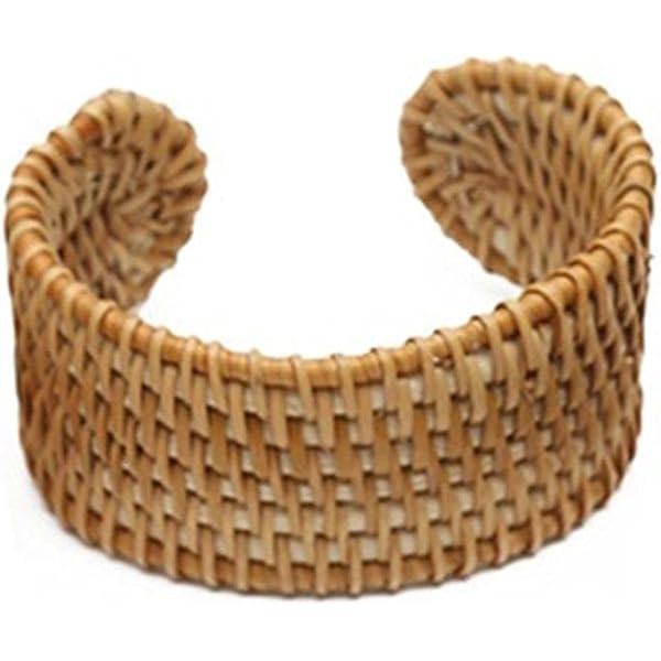Coiris Braccialetto Elasticizzato In Rattan E Rafia – Fatto A Mano, Regolabile, Stile Boho-Chic Per Donna