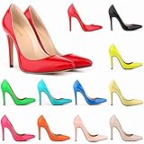Loslandifen Womens Shoes Closed Toe High Heels Women's Pointed Slender Leather Pumps