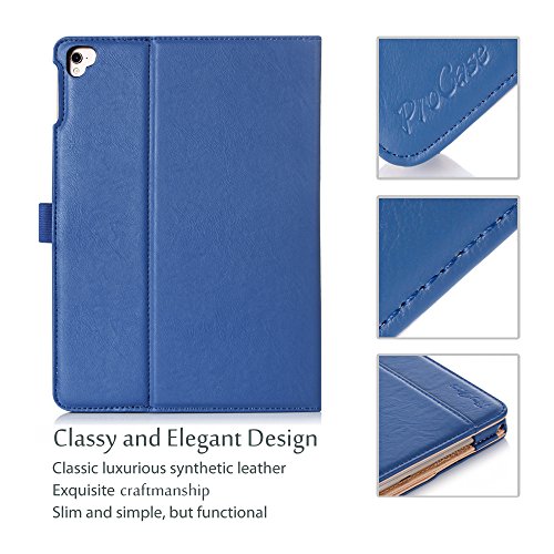 iPad Pro 9.7 Case - ProCase Stand Folio Case Cover for Apple iPad Pro 9.7 Inch 2016, with Multiple Viewing Angles, Document Card Pocket (Navy Blue)