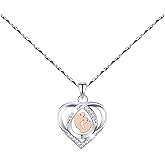 DYNUOTR Mom to Be Gift, Heart Baby Foot Necklace, 925 Sterling Silver, Baby Shower, New Mom, Mother's Day Gifts for Her