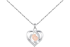 DYNUOTR Mom to Be Gift, Heart Baby Foot Necklace, 925 Sterling Silver, Baby Shower Gifts for Expecting New Mom, New Mom Gifts, Mother's Day Gifts for Her