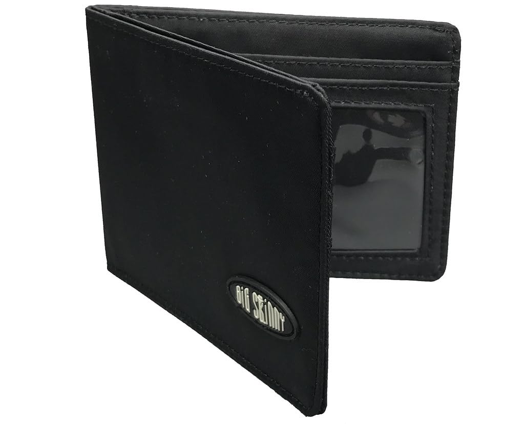Big Skinny Men's Slimline Bi-Fold Slim Wallet, Holds Up to 25 Cards, Black