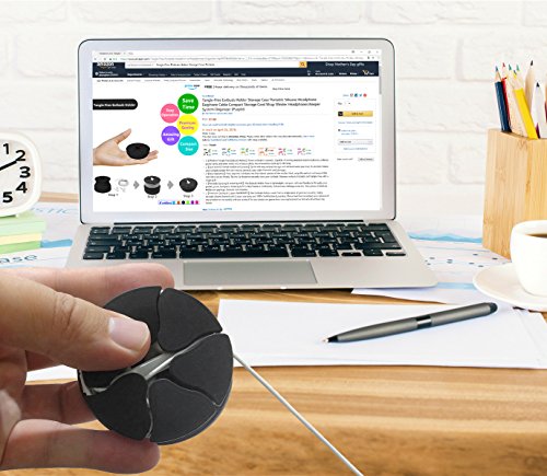 Tangle-Free Earbuds Holder Storage Case Portable Silicone Headphone Earphone Cable Compact Storage Cord Wrap Winder Headphones Keeper System Organizer (Black Red)