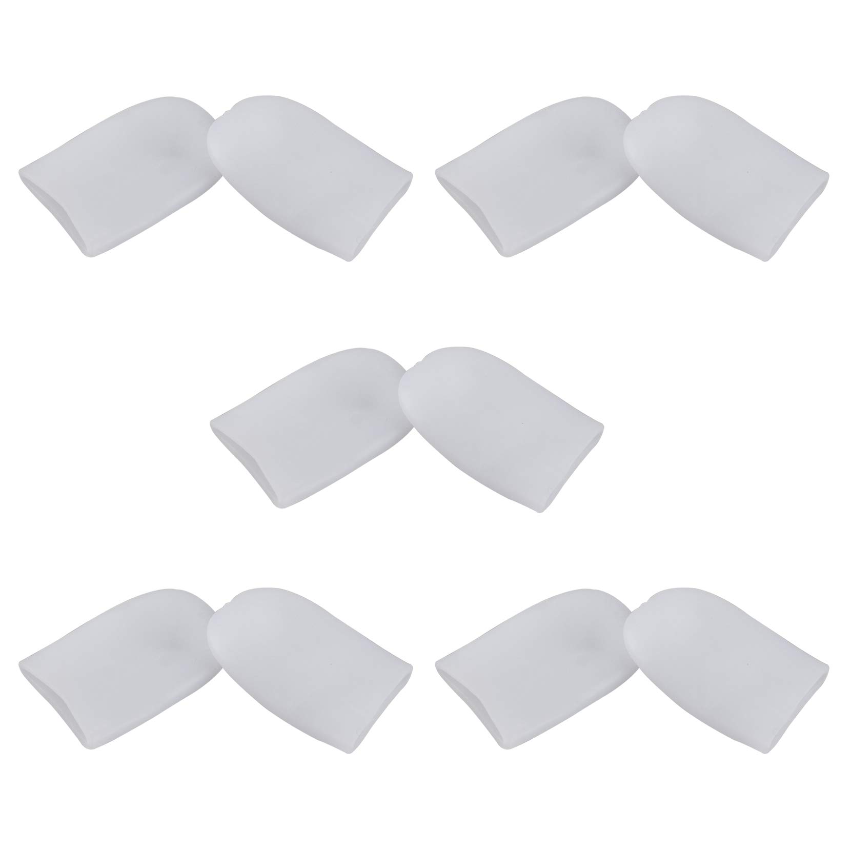 Futheda 5 Pairs Silicone Gel Toe Caps Toe Protectors Covers Finger Cover Toe Sleeves for Corns Remover Callus Cushion Bunion Treatment Blistering (White, Big Toes Covers, Large)