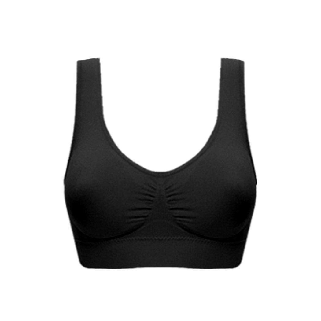 Yirind Women Seamless Stretch Yoga Sports Bra Wirefree Unpadded Full Coverage Workout Bras (S-4XL) Black