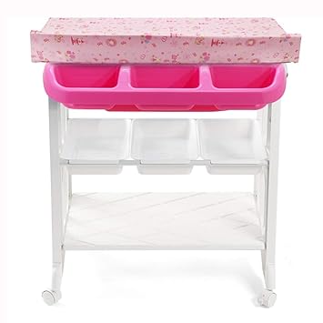 pink baby changing table