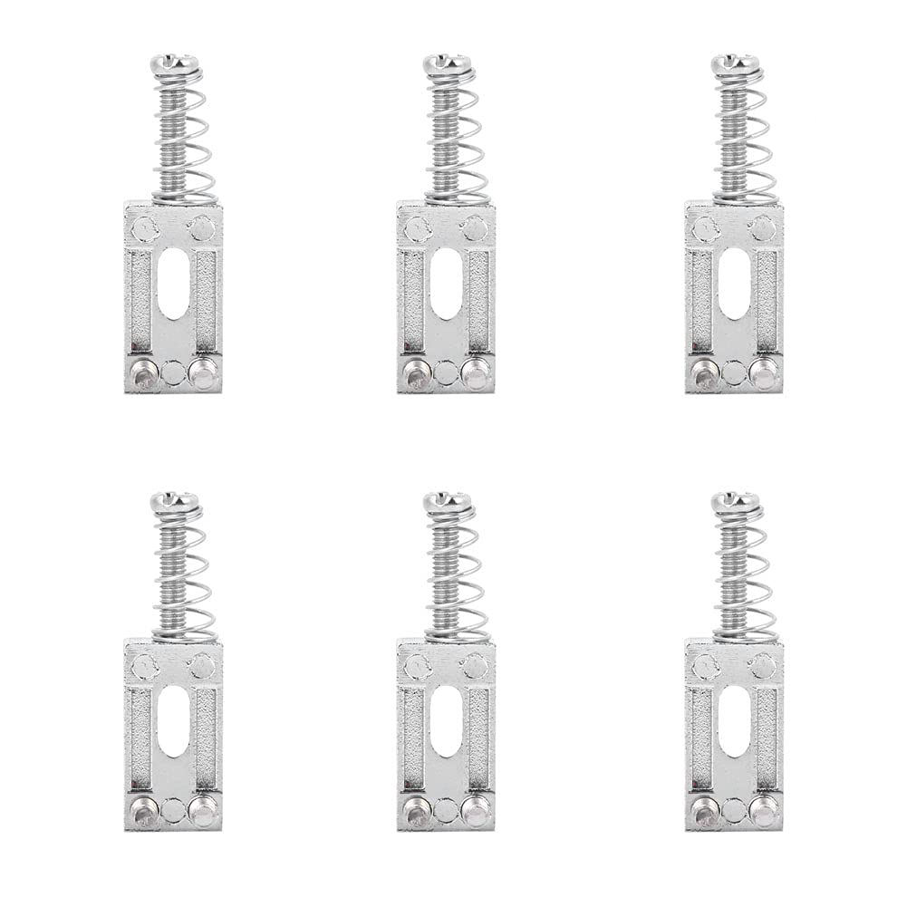 6pcs Single Locking Metal Tremolo Bridge Saddles with Screw Spring for Electric Guitar(Silver)