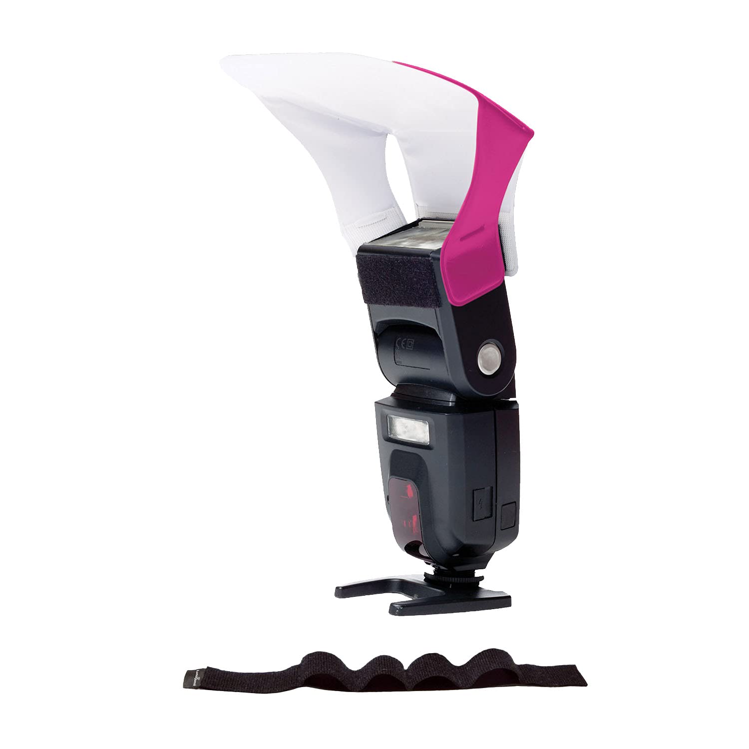 LumiQuest Flash Pocket Bouncer, Flash Diffuser with UltraStrap Bundle, Universal Classic Design for External Camera Flashes, Neon Pink
