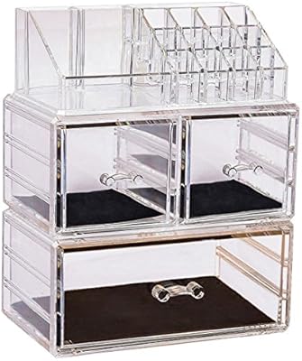 Sooyee Stackable Makeup Organizer 3 Deep Acrylic Cosmetics Storage