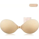 2 Pairs Sticky Bra Push Up - Invisible Adhesive Bra with 10 Pcs Pasties,Strapless Bra for Backless Women (US, Cup Band, B, White)