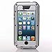 NEW Waterproof Shockproof Aluminum Gorilla Glass Metal Military Heavy Duty Armor Bumper Cover Case for Apple iPhone 5 5S SE Home Key +Fingerprint (Silver)