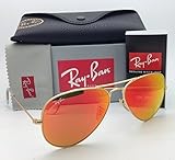 Ray Ban Aviator Luxottica Red Orange Mirror Gold Frame Rb3025 112/69 58mm Made in Italy