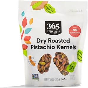 365 by Whole Foods Market, Dry Roasted Pistachio Kernels, No Salt Added, 10 Ounce