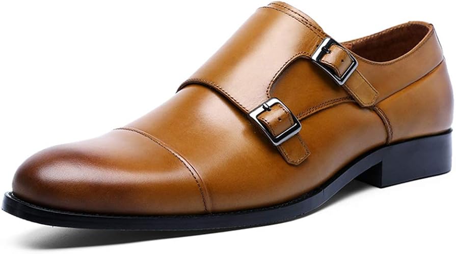 Amazon Yimanie ビジネスシューズ 紳士靴 革靴 メンズ 本革 モンクストラップ ストレートチップ 高級靴 履きやすい Yimanie ビジネスシューズ