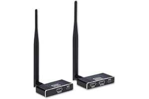 ANBER-TECH Wireless HDMI Transmitter and Receiver, 5.8GHz Wireless HDMI Extender 656Ft/ 200M Up to 1080P@60hz Video Resolution, Support laptops, PCs, Blu-ray Player, DVD, Digital Video Cameras etc（Black）