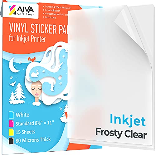 Printable Vinyl Sticker Paper For Inkjet Printer - Frosty Clear -  Semi-Transparent -15 Self-Adhesive Sheets - Waterproof Decal Paper -  Standard Letter Size 8.5"x11" on Galleon Philippines