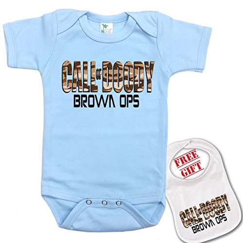 " Call of Doody (duty) Brown ops "Cute Baby bodysuit onesie &amp; matching bib Set