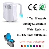 New Toilet Light Night- LED Nightlight With Motion Activated Sensor for Toilet Bowl Glow-8 Colors (16 Color Light Also Available)