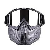 Motorcycle Goggles Mask Detachable, Harley Style Protect Padding Helmet Sunglasses, Road Riding UV Motorbike Glasses (Grid)