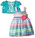 Youngland Girls' Chevron Chiffon Occasion Dress with Crochet Lace Shrug