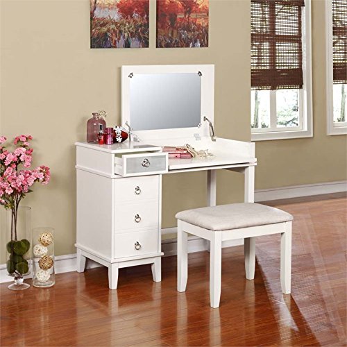 Riverbay Furniture Eva 2 Piece Bedroom Vanity Set in White - Thumbnail 6